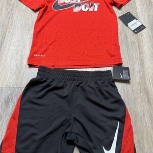 Nike Red & Black Boys Athletic Tee and Shorts Set